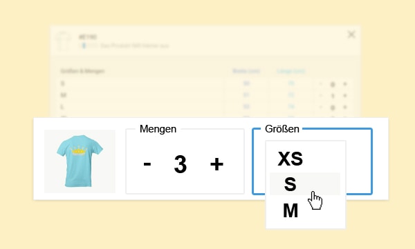 Gestalten eigenes T-Shirt - Menge und Größe auswählen